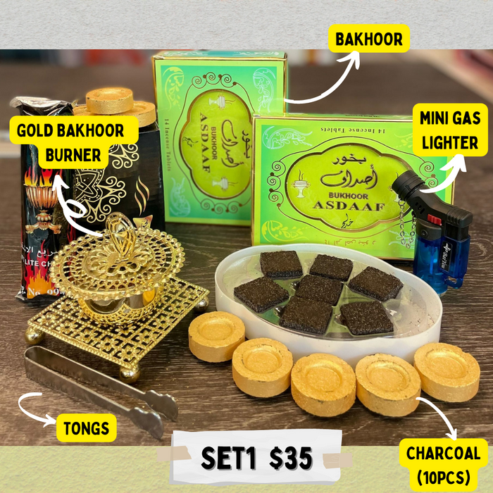 Mini Gold Bakhoor Set