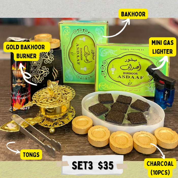 Mini Gold Bakhoor Set