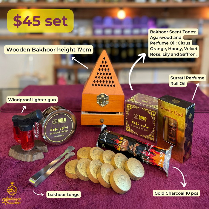 WOODEN BAKHOOR SET